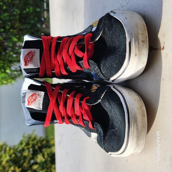 VANS SK8-HI USED‎ SIZE 8 DISNEY MICKEY AND FRIENDS BLACK BEIGE - Picture 4 of 12